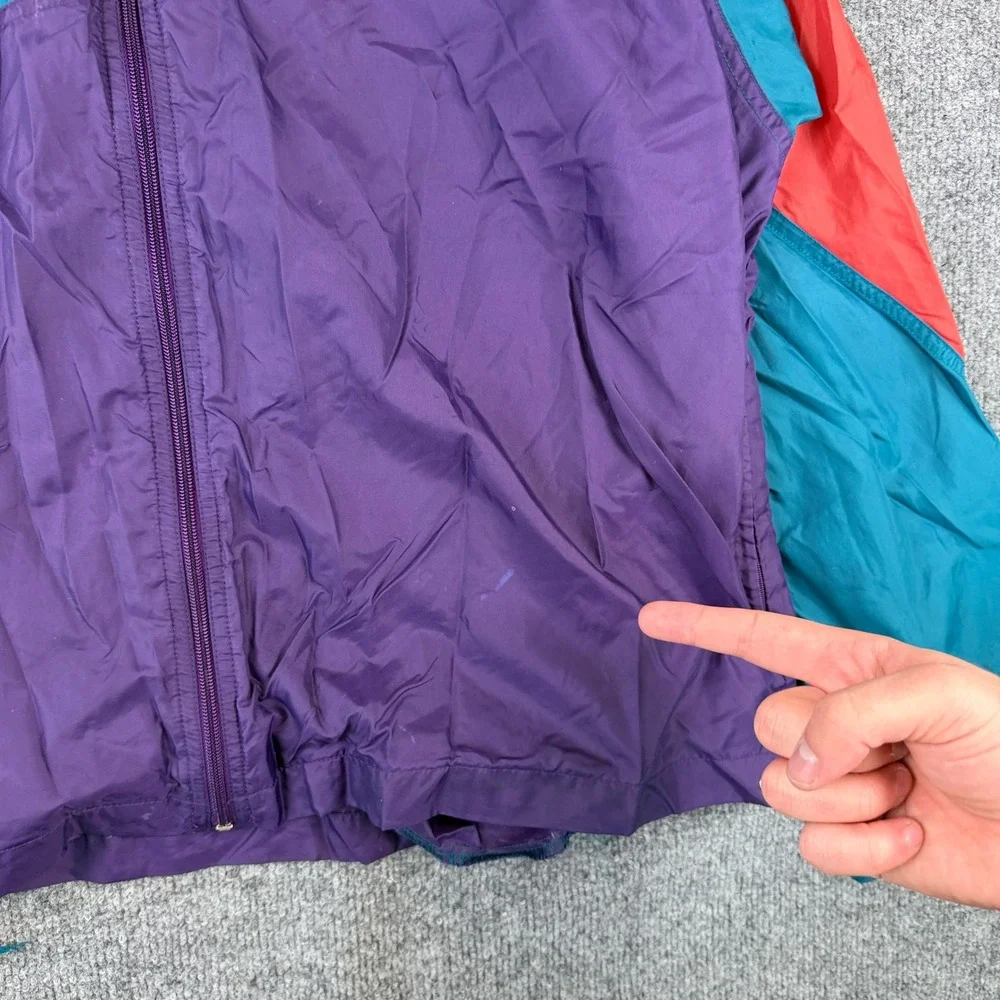 Vintage 80s Nike Windbreaker Jacket Mens XL Purple Colorblock Full Zip Gray Tag